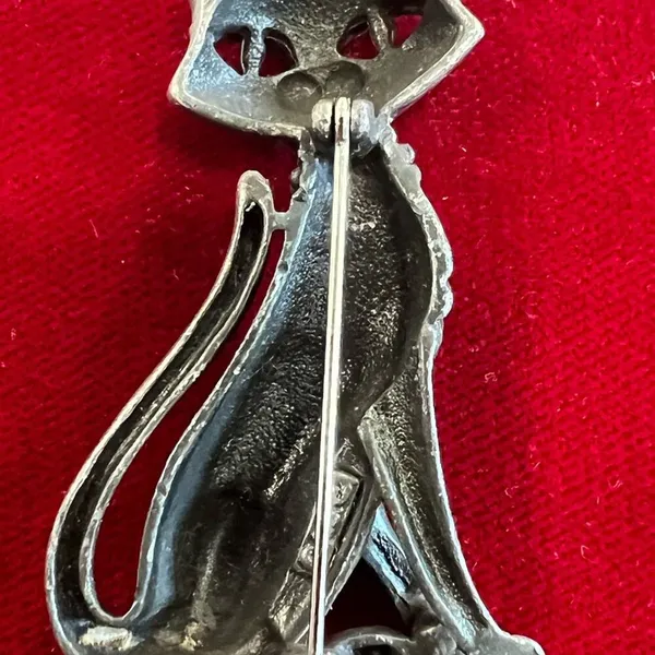 Vintage cat grey brooch - Image 2