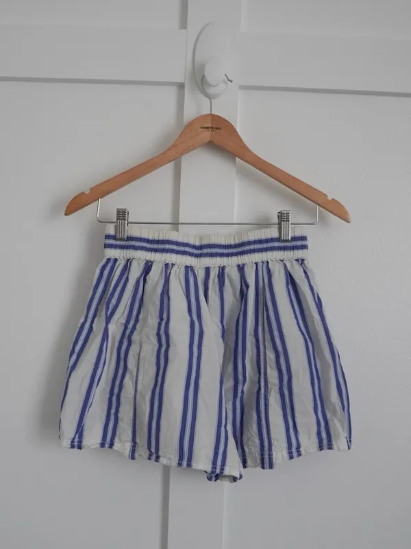 Free People Get Free Blue Striped Pull On Shorts - Image 3