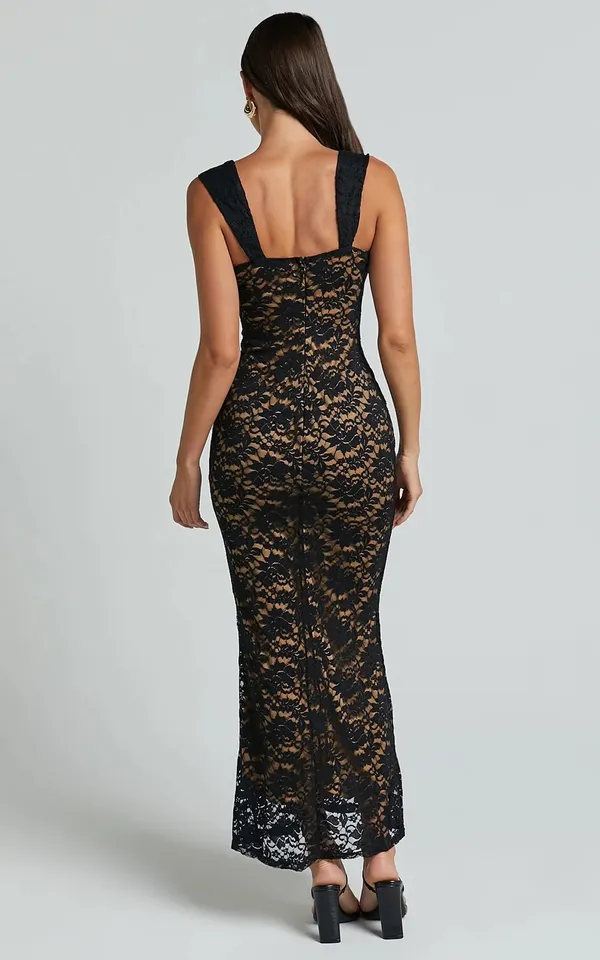 Showpo Collette Black Lace Midi Dress - Image 7
