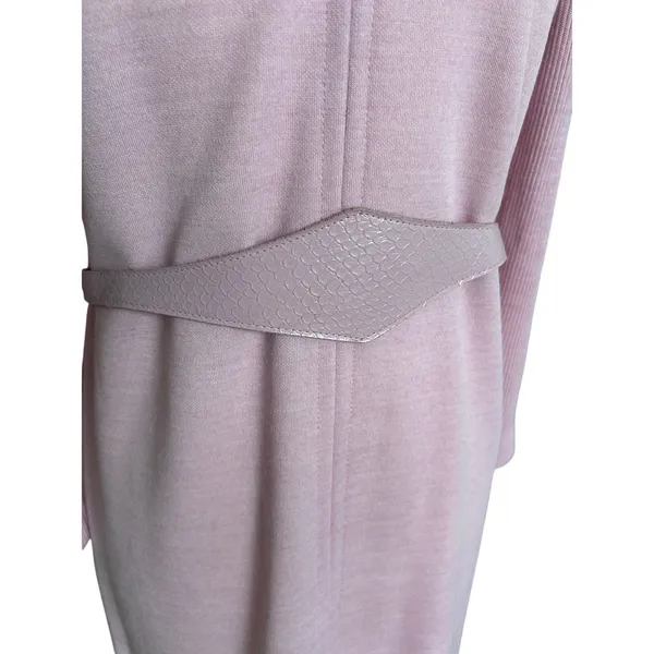 Vintage 70s Pink Sweater Dress Knit Mock Neck Sheath Retro Soft Girl Size 12 P - Image 10