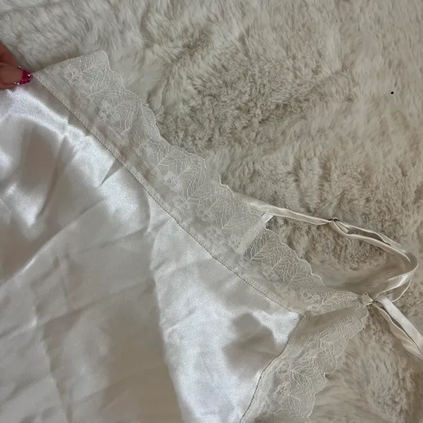 Satin lace tank top White - Image 3