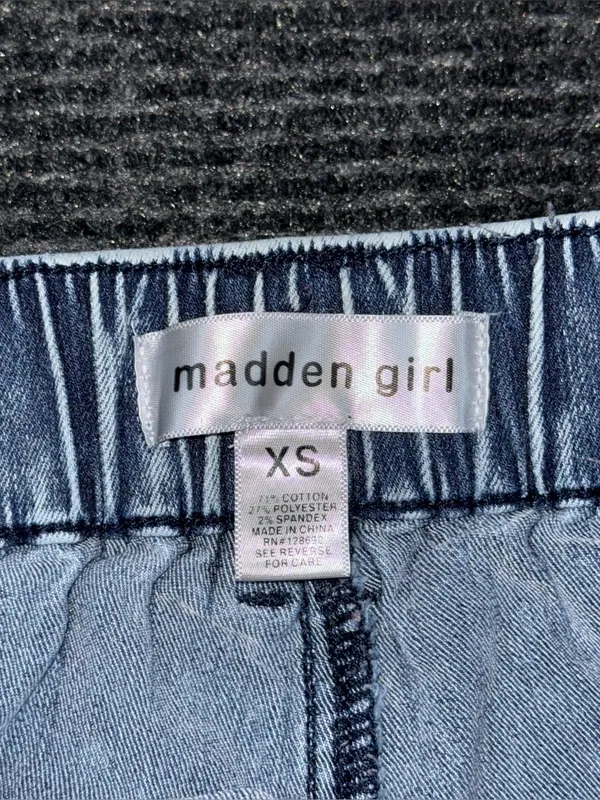 Madden Girl Cargo Skater Wide Leg Jeans Acid Wash Blue Denim Utility XS Grunge - Image 6