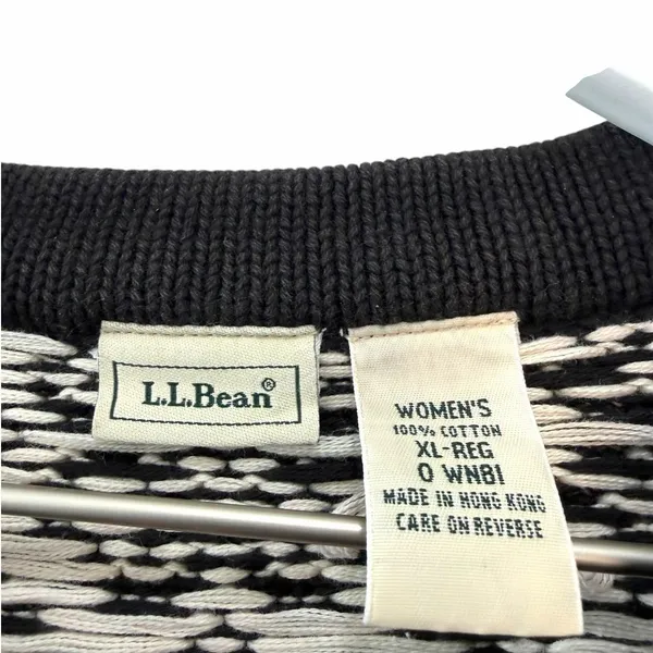 L.L.Bean Nordic Fair Isle Cotton Cardigan Sweater Women’s XL - Image 3