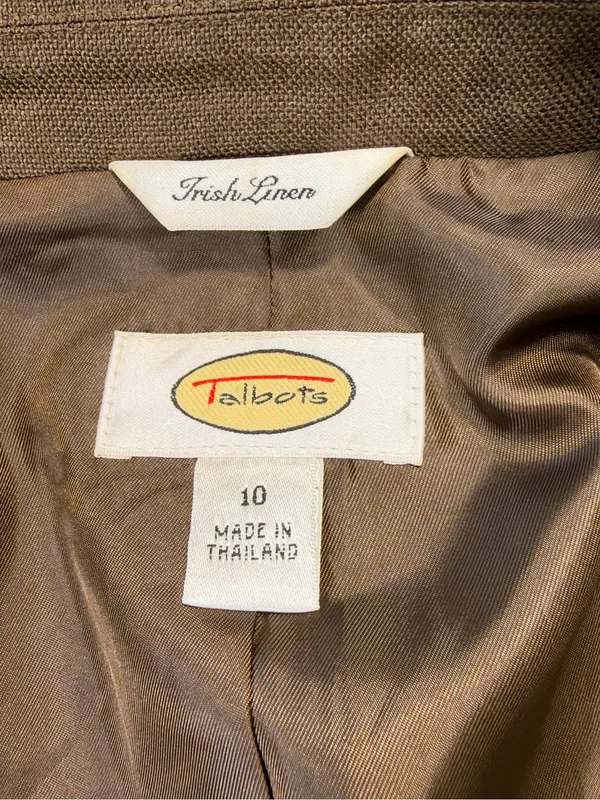 Talbots 100% Linen Brown Tailored Blazer Size 10 - Image 6