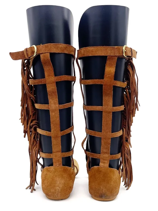 Colin Stuart Victoria’s Secret Sandals 9B Suede Fringe Tall Gladiator Festival - Image 6