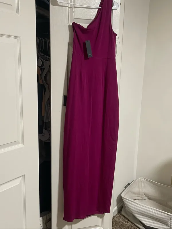 Lulus Magenta One-Shoulder Cutout Maxi Dress Size S NWT - Image 8