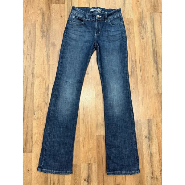 Wrangler Boot Cut Jeans Women's Size 5x34 Dark Wash Stretch Mid Rise Denim - Image 3