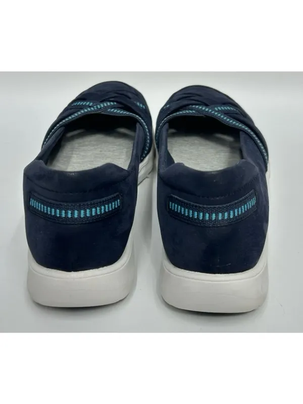 Clarks Cloudsteppers Womens Size 9.5M Adella Poppy Slip On Shoes Navy Blue - Image 5