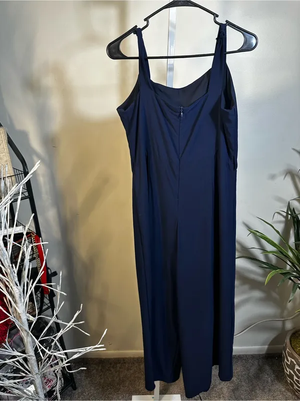 X256. Everly- Navy Wide-Leg Jumpsuit with Gold Buttons - Image 4