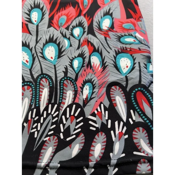 White Mark Womens Pencil Skirt Peacock Feather Print Stretch‎ Zip Y2K Medium Red - Image 2