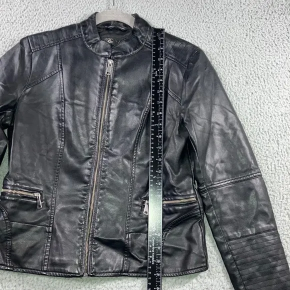 Baccini Faux Leather Jacket Women‎ Medium Petite Motorcycle - Image 5