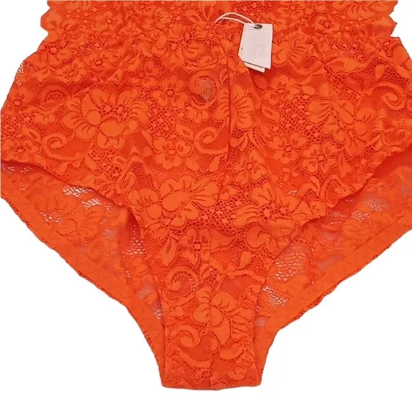 FREE PEOPLE x HAH Lace Bodysuit Sz XS Burn Orange Feminine Party Resort Boho NWT - Image 10