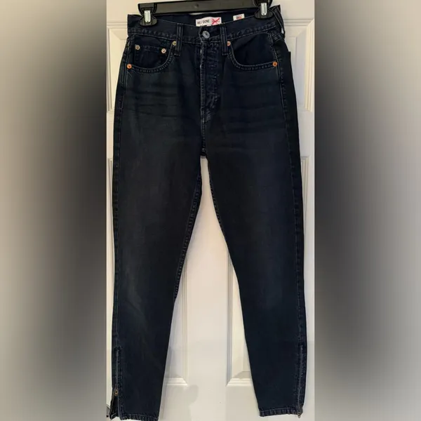 REDONE Women’s Black Zipper Ankle High Rise Cotton Denim Jeans Size 25 - Image 4