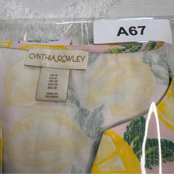 Cynthia Rowley Pink Lemon Print Dress Stretch‎ Sleeveless Sheath Womens Sz 6 - Image 13