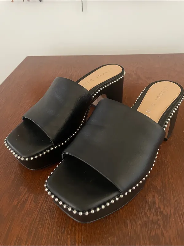 Black Studded Platform Mule Heels size 8 by Gianni bini - Image 2