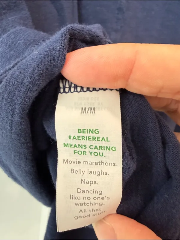 Aerie Navy Blue Bow-Print Oversized Long Sleeve Top Size Medium - Image 6