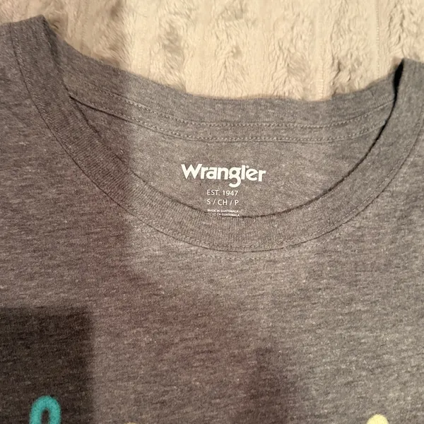 Wrangler Womens Graphic T-Shirt Gray Neon Desert Buffalo Cactus Small - Image 5