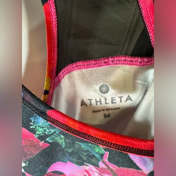 Athleta Hot Pink and Black Mystique Chi Mesh Active Racerback Tank - Image 3