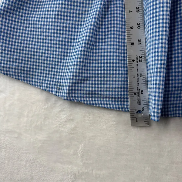Maeve Anthropologie Blue Gingham Smocked Rosette‎ Mini Dress XL NWT - Image 6