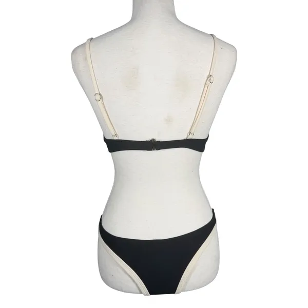Boutique Black Cream Bikini Set Womens Small Underwire High Cut Thong Swimsuit - Image 13