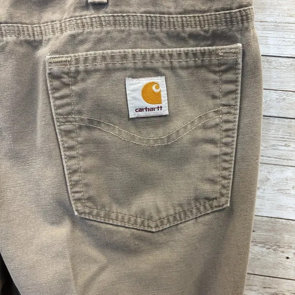 Vtg Carhartt Womens 12x34 WB002 Canvas Work Pants Khaki Brown Bootcut Y2K Rare - Image 11