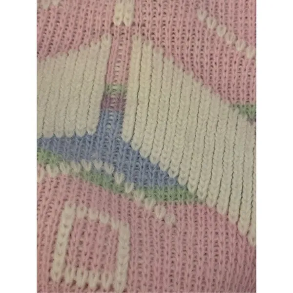Vintage 90s Pastel Winter Snowflake Sweater Small Pink - Image 4