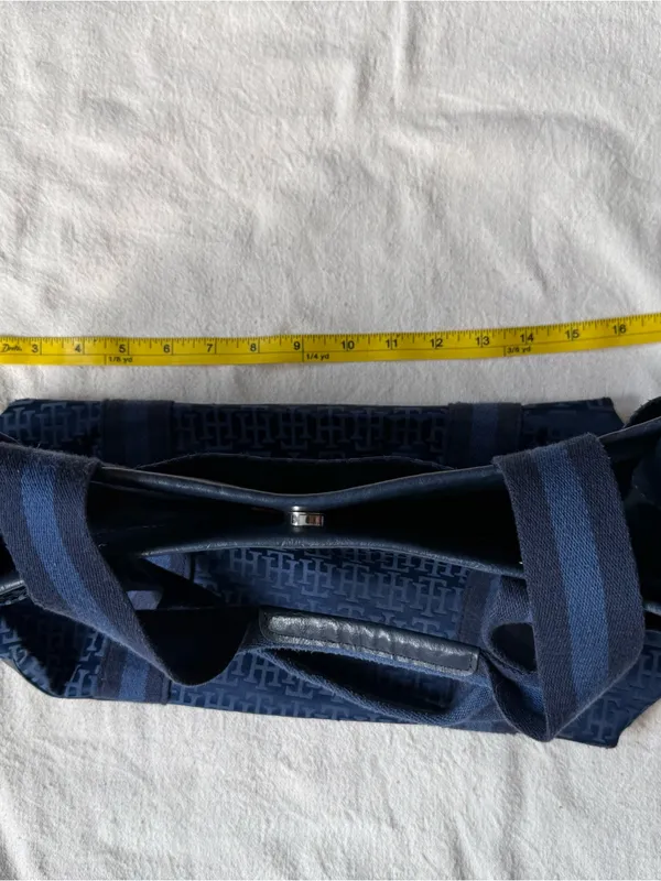 Tommy Hilfiger Navy and Midnight Blue Jacquard Logo Tote - Image 11