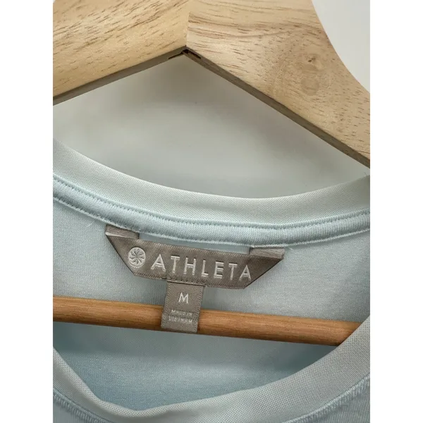 Athleta Women‎ Cloudlight Hybrid Tee Sky Blue Mesh Modal T-Shirt Size M BS6 - Image 7