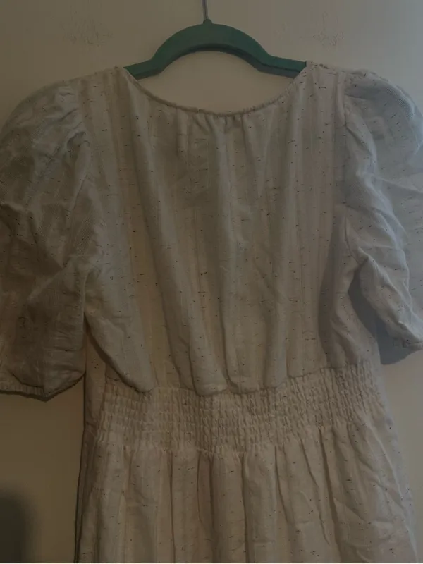 Betsey Johnson White Eyelet Midi Dress with Puff Sleeves - Image 3