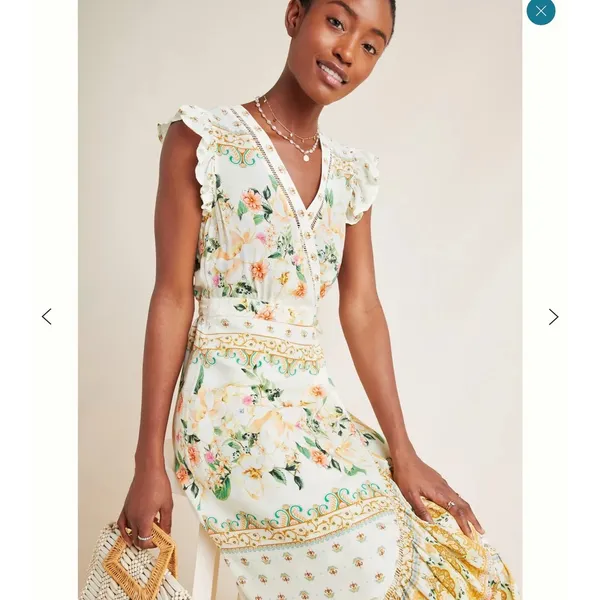 Farm Rio Anthropologie Floral Ruffle Trim Wrap‎ Maxi Dress Bohemian Cottagecore - Image 9