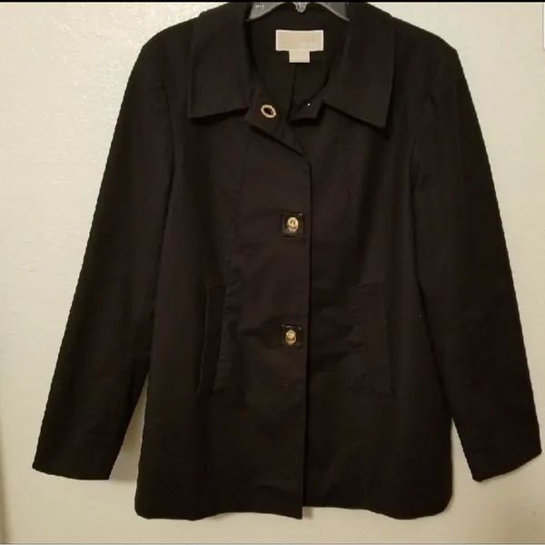 Michael Kors Black Trench Coat SZ:L - Image 2