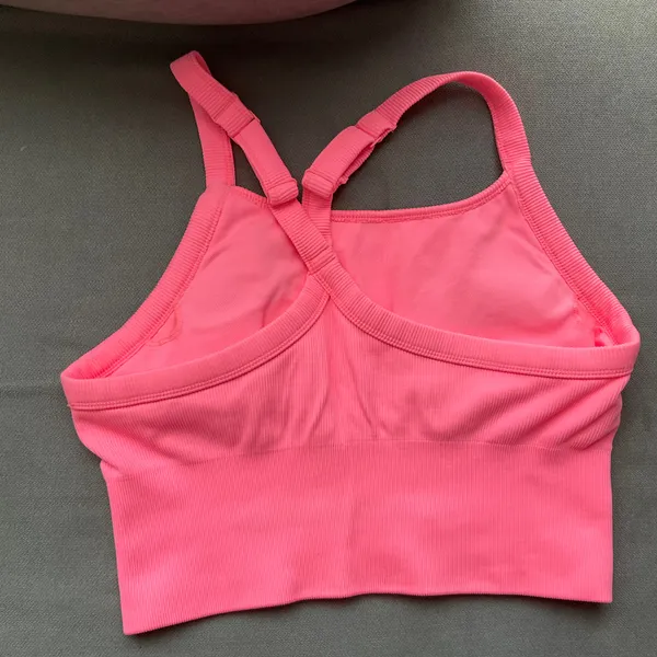 Alo Yoga Seamless Ribbed Favorite Bra Tank Neon Bubblegum M - Image 5