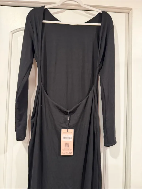 Oh Polly kiah Black backless Long-Sleeve High Slit‎ Maxi Dress 12 NWT - Image 6