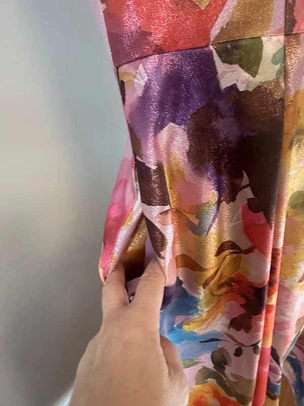 Aidan Mattox Adrianna Pappel Metallic Floral Jacquard Gown Pockets NWT US 6 Flaw - Image 10