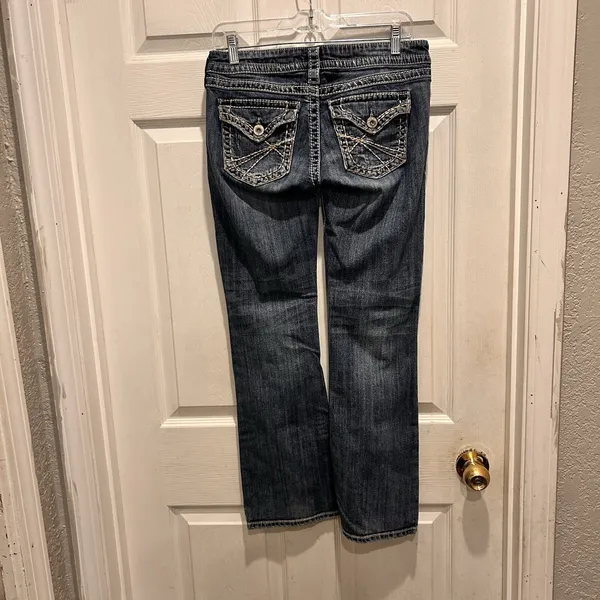 Silver Jeans Pioneer Distressed Bootcut Dark Wash Denim W30 L28 Y2k Boho‎ Grunge - Image 8