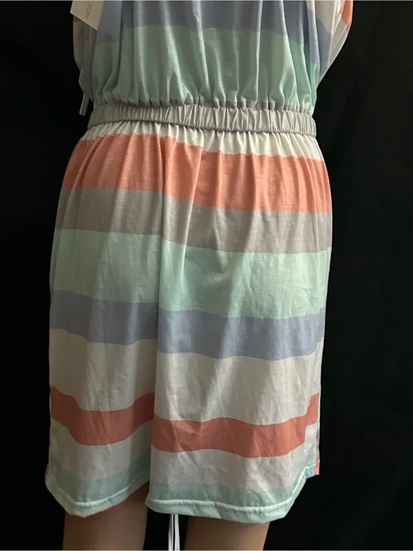 TFY Collection Striped Pastel Spaghetti Strap Dress LG NWT - Image 10