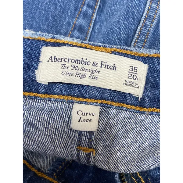 Abercrombie & Fitch The 90s Straight Women's Blue High Rise Denim Jeans Pants 35 - Image 3