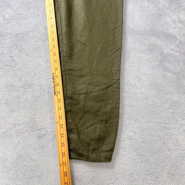 IXIMO Women's Medium Green 100% Linen Tapered Drawstring Pants Lagenlook Coastal - Image 10