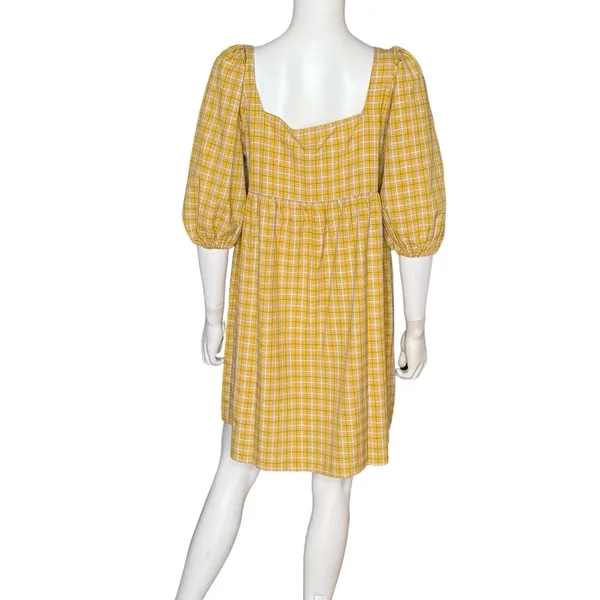 Lumiere Checkered Mini Dress Yellow Women’s Sz L - Image 3