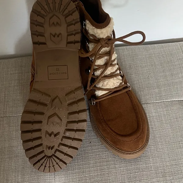 Sun + Stone Tan Lace Up Boots Brown Size 7.5 - Image 3