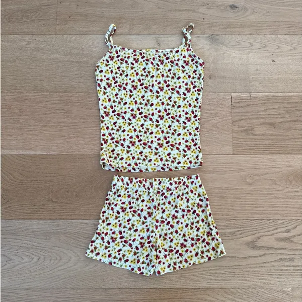 Sunny De PJ Cami Top & Shorts Set Summer Snooze Size XXS Yellow Red - Image 3