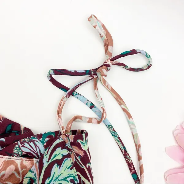 Free People Sun Bleached Maxi Dress Boho Bohemian Floral Chocolate Combo - Image 8