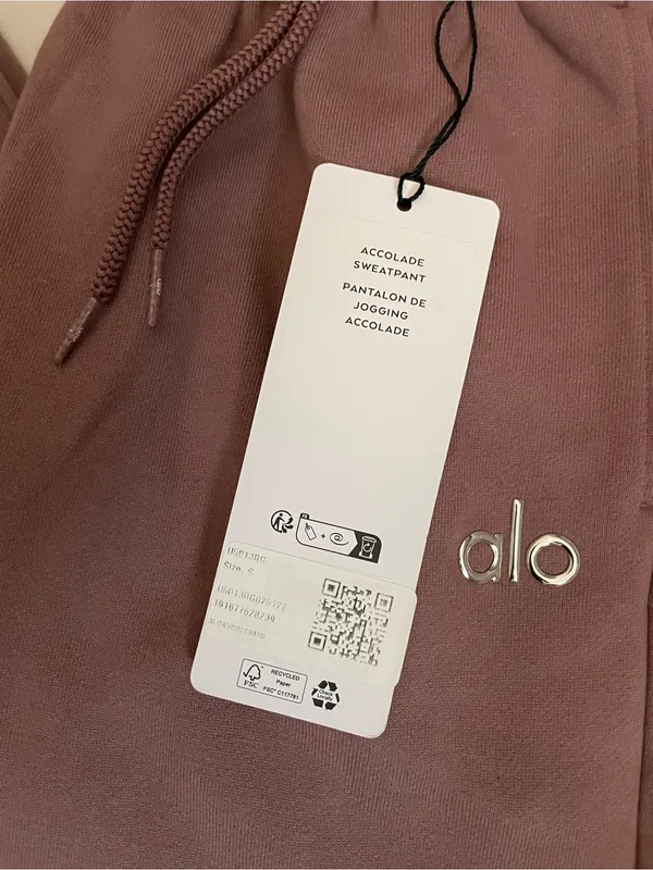 ALO Yoga NWT Accolade Mauve Joggers Drawstring Size S - Image 5