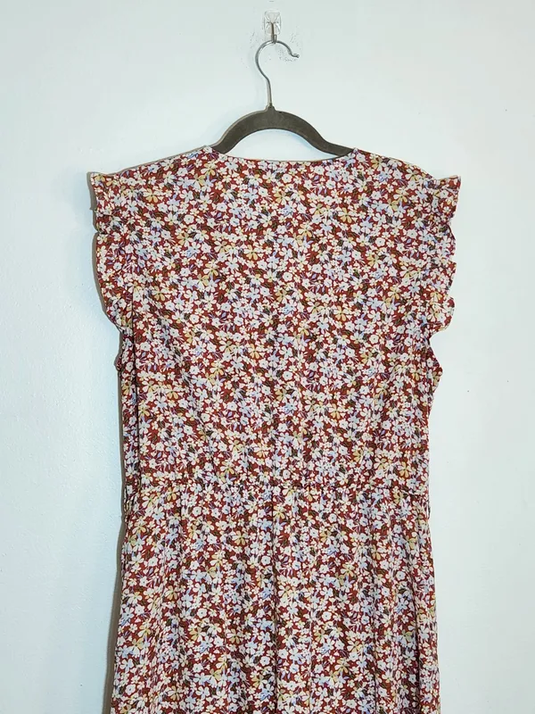 BTFBM Rose Pink Floral High Low Midi Dress Size XL Wedding Guest Dress - Image 6