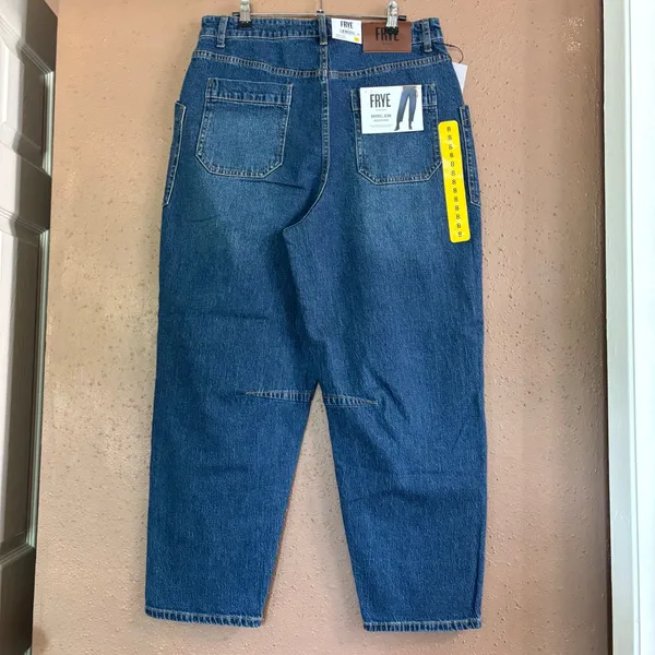 Frye Barrel Jean Medium Wash High Rise Button Fly Denim Size 8 NEW - Image 3