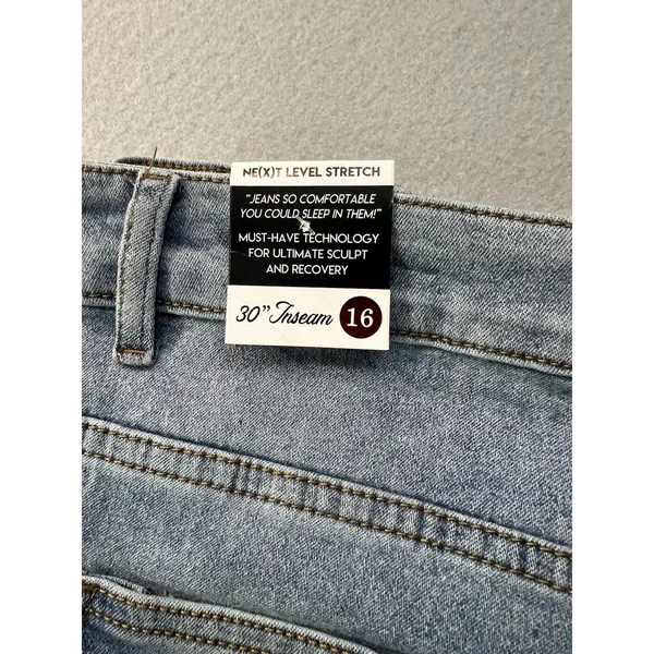 Red Bottoms Women High Waisted Relaxed Straight Rhinestone‎ Bow Jeans 16 (34x30) - Image 12