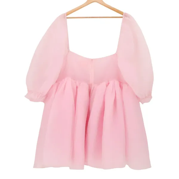 Selkie The Puff Dress Babydoll Mini Womens Size 16 Pink Princess Organza NWOT - Image 2