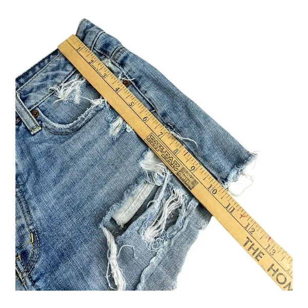 American Eagle Denim Shorts Women Size 8 Blue Distressed Button Fly Y2K Cutoff - Image 11