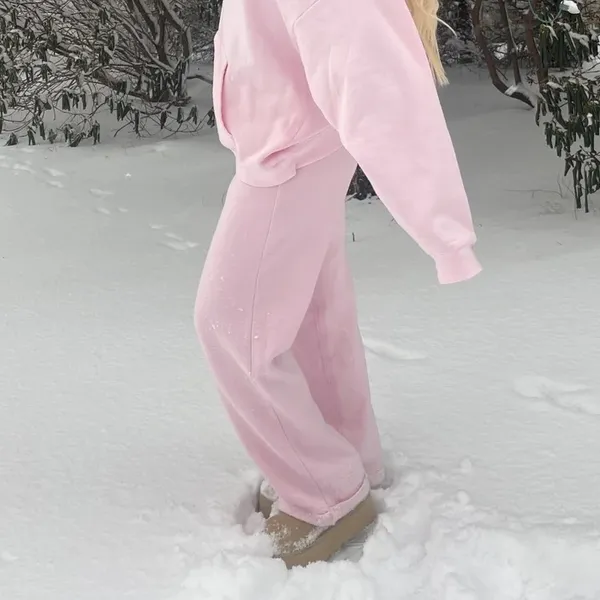 Skims Cotton Fleece Classic Straight Leg Sweatpant Cherry Blossom Pink - Image 2