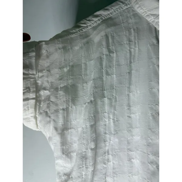 Cloth & Stone White Textured Short Sleeve Front Tie Button Down Shirt Small - Image 4